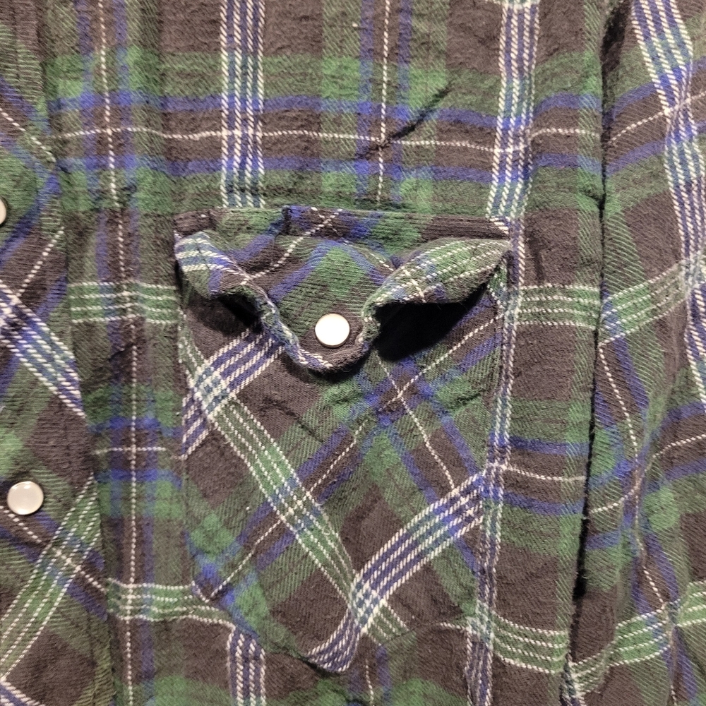 Vintage Wranglers Plaid Pearl Snap Flannel Shirt Size XL EUC - Picture 3 of 7